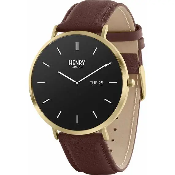 HENRY LONDON Smartwatch Gold & Chocolate Leather HLS65-0007