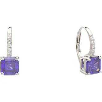 PRINCESILVERO Σκουλαρίκι Κρικάκι Με Τετράγωνη Πέτρα Violet Από Ασήμι 925 413-3010-1