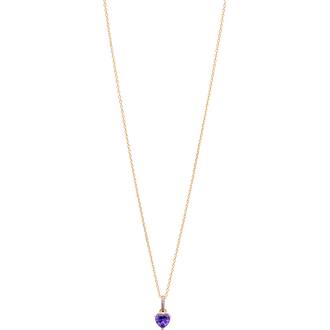PRINCESILVERO Κολιέ Χρυσό Καρδιά Με Πέτρα Amethyst Από Ασήμι 925 45cm 3A-KD543-3A
