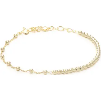 PRINCESILVERO Βραχιόλι Χρυσό Με Μπίλιες Από Ασήμι 925 15cm-18cm 4TU-BR044-3