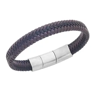 Βραχιόλι Senza Men&#039;s Stainless Steel - Black &amp; Brown Leather Strap