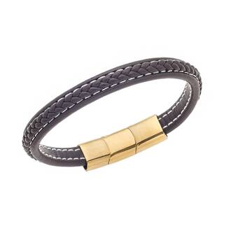 Βραχιόλι Senza Men&#039;s Steel Brown Leather Strap