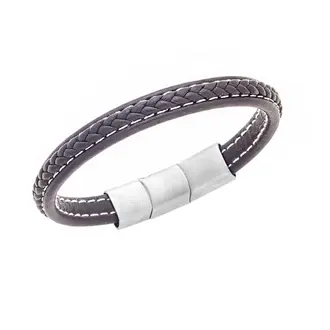 Βραχιόλι Senza Men&#039;s Steel Brown Leather Strap