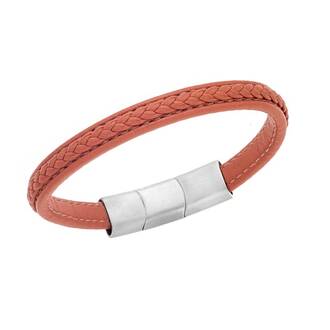 Βραχιόλι Senza Men&#039;s Steel Orange Leather Strap