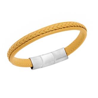 Βραχιόλι Senza Men&#039;s Steel Yellow Leather Strap