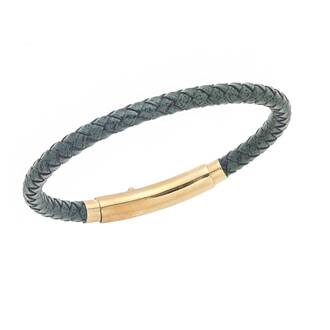 Βραχιόλι Senza Men&#039;s Steel Chaki Leather Strap