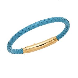 Βραχιόλι Senza Men&#039;s Steel Turquise Leather Strap