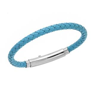 Βραχιόλι Senza Men&#039;s Steel Turquise Leather Strap