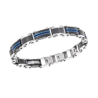 Βραχιόλι Senza Men&#039;s Steel Double Face Blue-Silver &amp; Black