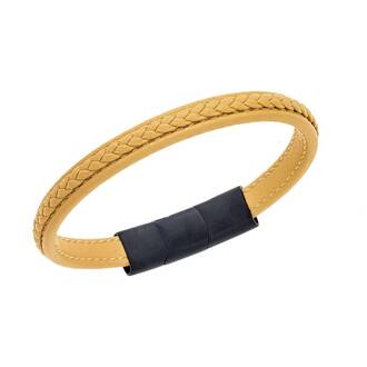 Βραχιόλι Senza Men&#039;s Steel Yellow Leather Strap