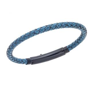 Βραχιόλι Senza Men&#039;s Steel Blue Leather Strap