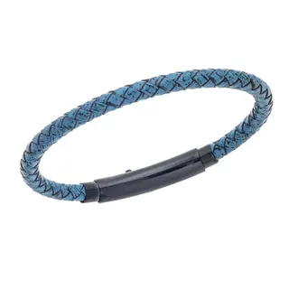 Βραχιόλι Senza Men&#039;s Steel Blue Leather Strap