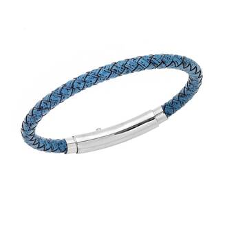 Βραχιόλι Senza Men&#039;s Steel Blue Leather Strap