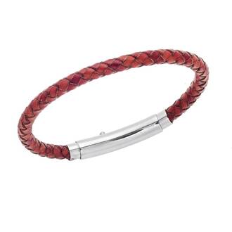 Βραχιόλι Senza Men&#039;s Steel Brown Leather Strap