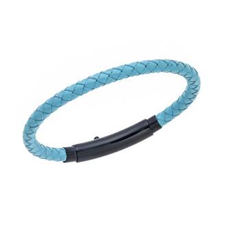 Βραχιόλι Senza Men&#039;s Steel Turquise Leather Strap
