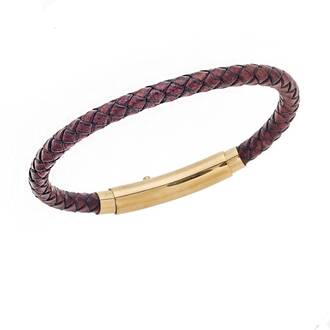 Βραχιόλι Senza Men&#039;s Steel Bordeaux Leather Strap