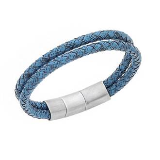 Βραχιόλι Senza Men&#039;s Steel Blue Leather Strap