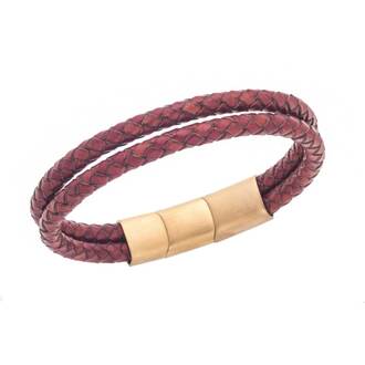 Βραχιόλι Senza Men&#039;s Steel Brown Leather Strap