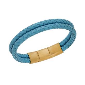 Βραχιόλι Senza Men&#039;s Steel Turquise Leather Strap