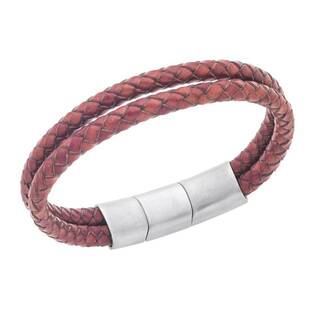Βραχιόλι Senza Men&#039;s Steel Brown Leather Strap