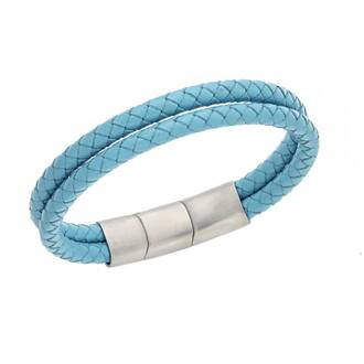 Βραχιόλι Senza Men&#039;s Steel Turquise Leather Strap