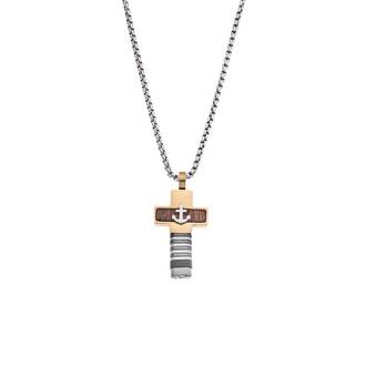 Κολιέ Senza Men&#039;s Steel, Σταυρός με άγκυρα από Ατσάλι