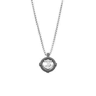 Κολιέ Senza Men&#039;s Steel, Δίχρωμη Άγκυρα από Ατσάλι με μαύρη καδένα