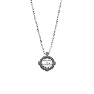 Κολιέ Senza Men&#039;s Steel, Δίχρωμη Άγκυρα από Ατσάλι με μαύρη καδένα