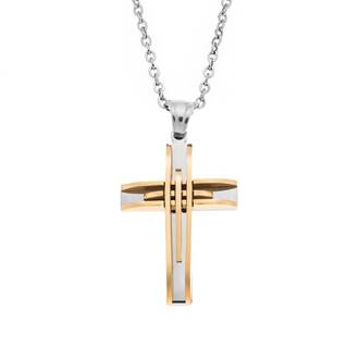 Μοτίφ Senza Men&#039;s Steel, Σταυρός με γραμμές από επιχρυσωμένο ατσάλι