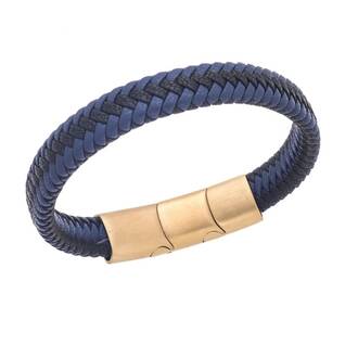 Βραχιόλι Senza Men&#039;s Stainless Steel - Black &amp; Blue Leather Strap