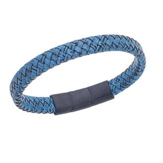 Βραχιόλι Senza Men&#039;s Stainless Steel - Blue Leather Strap