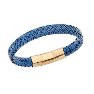 Βραχιόλι Senza Men&#039;s Stainless Steel - Blue Leather Strap