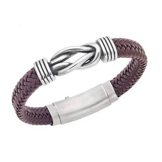 Βραχιόλι Senza Men&#039;s Steel Brown Leather Strap