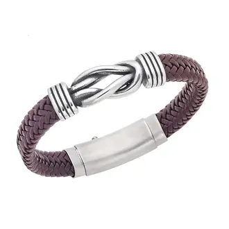 Βραχιόλι Senza Men&#039;s Steel Brown Leather Strap