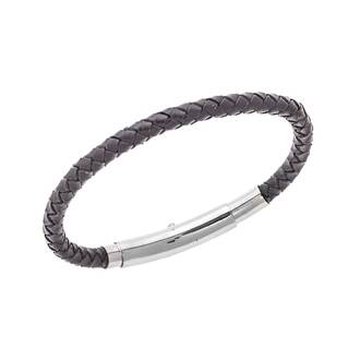 Βραχιόλι Senza Men&#039;s Steel Brown Leather Strap
