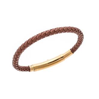 Βραχιόλι Senza Men&#039;s Steel Camel Leather Strap