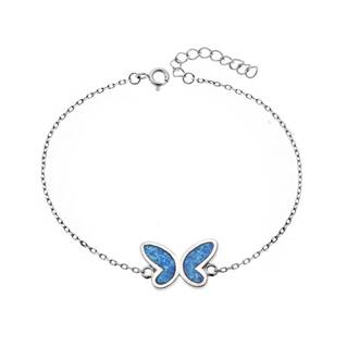Βραχιόλι Senza από ασήμι 925, πεταλούδα με Opal