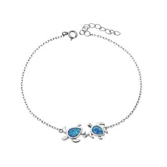 Βραχιόλι Senza από ασήμι 925, διπλή χελωνίτσα με Opal
