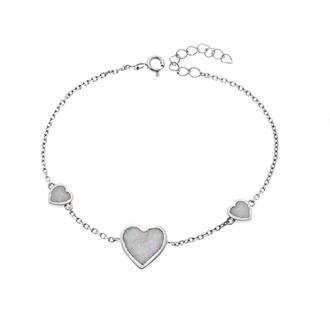 Βραχιόλι Senza από ασήμι 925, καρδιές με Opal