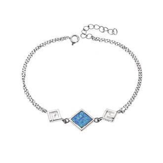 Βραχιόλι Senza από ασήμι 925, διπλός μαίανδρος με Opal
