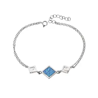 Βραχιόλι Senza από ασήμι 925, διπλός μαίανδρος με Opal