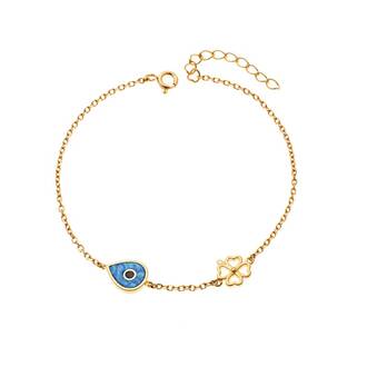 Βραχιόλι Senza από επιχρυσωμένο ασήμι 925, μάτι με Opal και τριφύλλι