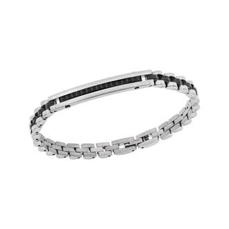 Βραχιόλι Senza Men&#039;s Steel, Δίχρωμο σε ασημί &amp; μαύρo χρώμα