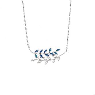 Κολιέ Senza από ασήμι 925, διπλό κλαδάκι με Opal