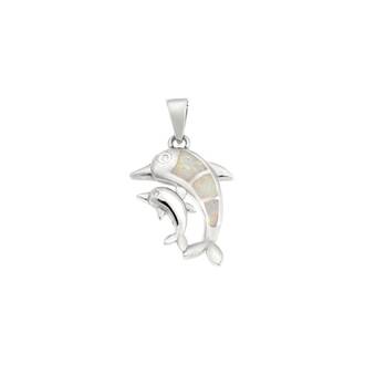 Μοτίφ Senza από ασήμι 925, διπλό δελφίνι με Opal