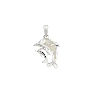 Μοτίφ Senza από ασήμι 925, διπλό δελφίνι με Opal