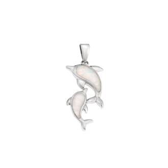 Μοτίφ Senza από ασήμι 925, Δελφίνια με Opal