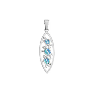 Μοτίφ Senza από ασήμι 925, τριπλή χελωνίτσα με Opal