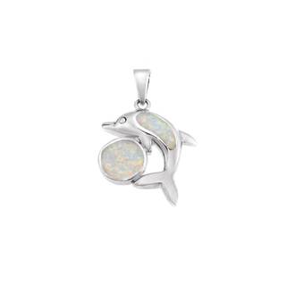Μοτίφ Senza από ασήμι 925, δελφίνι με Opal