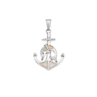 Μοτίφ Senza από ασήμι 925, άγκυρα και δελφίνι με Opal